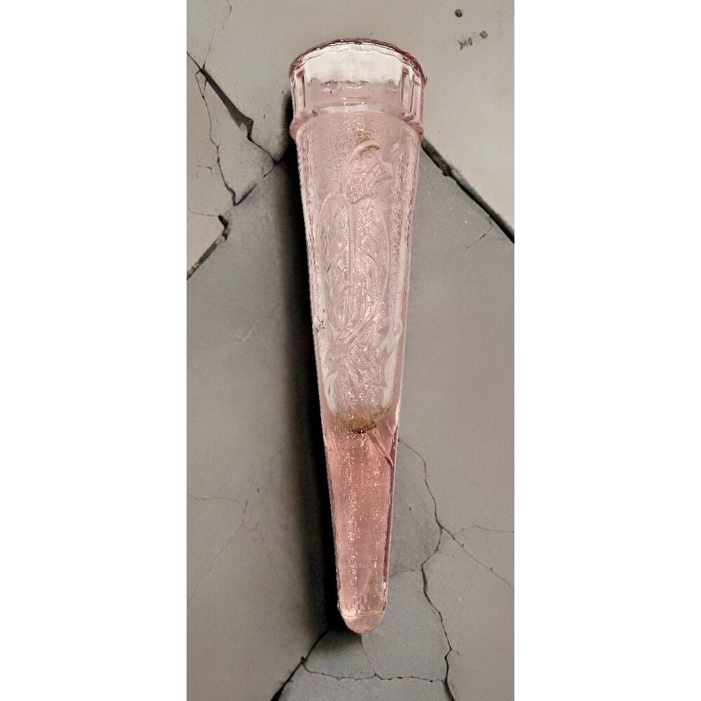 Dugan Pink Glass Wall Pocket Vase Woodpecker Flicker Cone Embossed Bird Motif